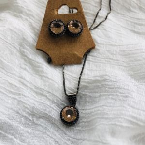Conjunto Zircônia Nude Ródio Negro
