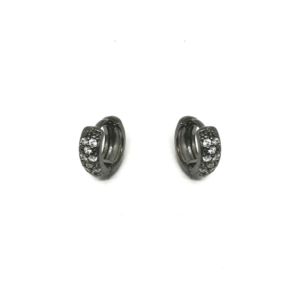 Brinco Argola Click Cravejada Ródio Negro