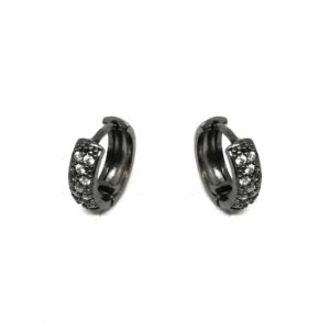Argola Click Cravejada Ródio Negro M