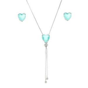 Conjunto Gravata Coração Azul