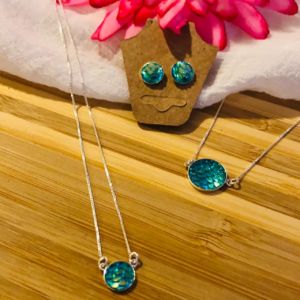 Conjunto Sereia Verde Prata 925