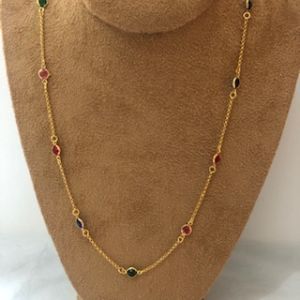 Colar longo Zircônias Coloridas