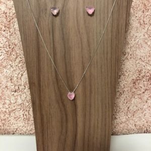 Conjunto Coração Cristal Rosa